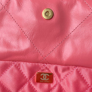 Chanel 22 Handbag AS3261 Shiny Calfskin Gold-Tone Metal Coral Pink - Default Title - View 9