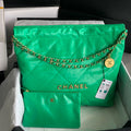 Chanel 22 Handbag AS3261 Shiny Calfskin Gold-Tone Metal Green - Default Title - View 1