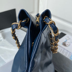 Chanel 22 Handbag AS3261 Shiny Calfskin Gold-Tone Metal Navy Blue - Default Title - View 5
