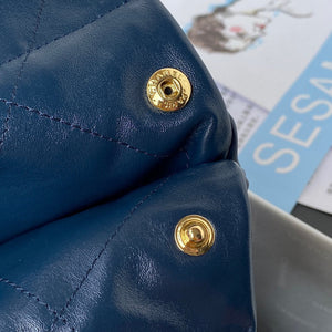Chanel 22 Handbag AS3261 Shiny Calfskin Gold-Tone Metal Navy Blue - Default Title - View 9