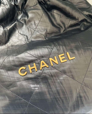 Chanel 22 Handbag AS3261 Wrinkled Calfskin leather Black Gold - Default Title - View 8