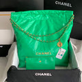 Chanel 22 Large Handbag Shiny Calfskin Gold-Tone Metal AS3262 Green - Default Title - View 1