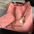 Chanel 22 Large Handbag Shiny Calfskin Gold-Tone Metal AS3262 Pink - Default Title - View 1