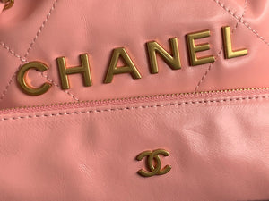Chanel 22 Large Handbag Shiny Calfskin Gold-Tone Metal AS3262 Pink - Default Title - View 3