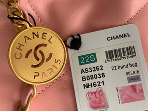 Chanel 22 Large Handbag Shiny Calfskin Gold-Tone Metal AS3262 Pink - Default Title - View 4