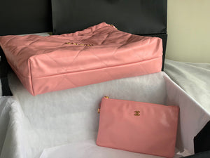 Chanel 22 Large Handbag Shiny Calfskin Gold-Tone Metal AS3262 Pink - Default Title - View 6