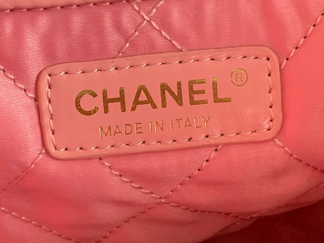 Chanel 22 Large Handbag Shiny Calfskin Gold-Tone Metal AS3262 Pink - Default Title - View 8