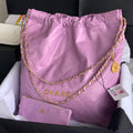 Chanel 22 Large Handbag Shiny Calfskin Gold-Tone Metal AS3262 Purple - Default Title - View 1