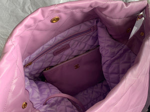 Chanel 22 Large Handbag Shiny Calfskin Gold-Tone Metal AS3262 Purple - Default Title - View 7
