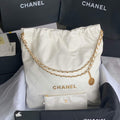 Chanel 22 Large Handbag Shiny Calfskin Gold-Tone Metal AS3262 White - Default Title - View 1