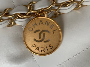 Chanel 22 Large Handbag Shiny Calfskin Gold-Tone Metal AS3262 White - Default Title - View 3