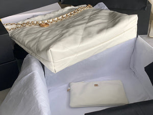 Chanel 22 Large Handbag Shiny Calfskin Gold-Tone Metal AS3262 White - Default Title - View 5