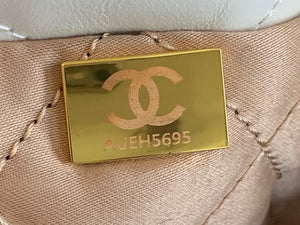 Chanel 22 Large Handbag Shiny Calfskin Gold-Tone Metal AS3262 White - Default Title - View 9
