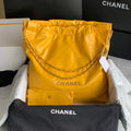 Chanel 22 Large Handbag Shiny Calfskin Gold-Tone Metal AS3262 Yellow - Default Title - View 1