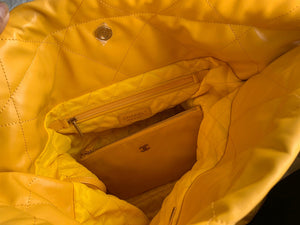 Chanel 22 Large Handbag Shiny Calfskin Gold-Tone Metal AS3262 Yellow - Default Title - View 7