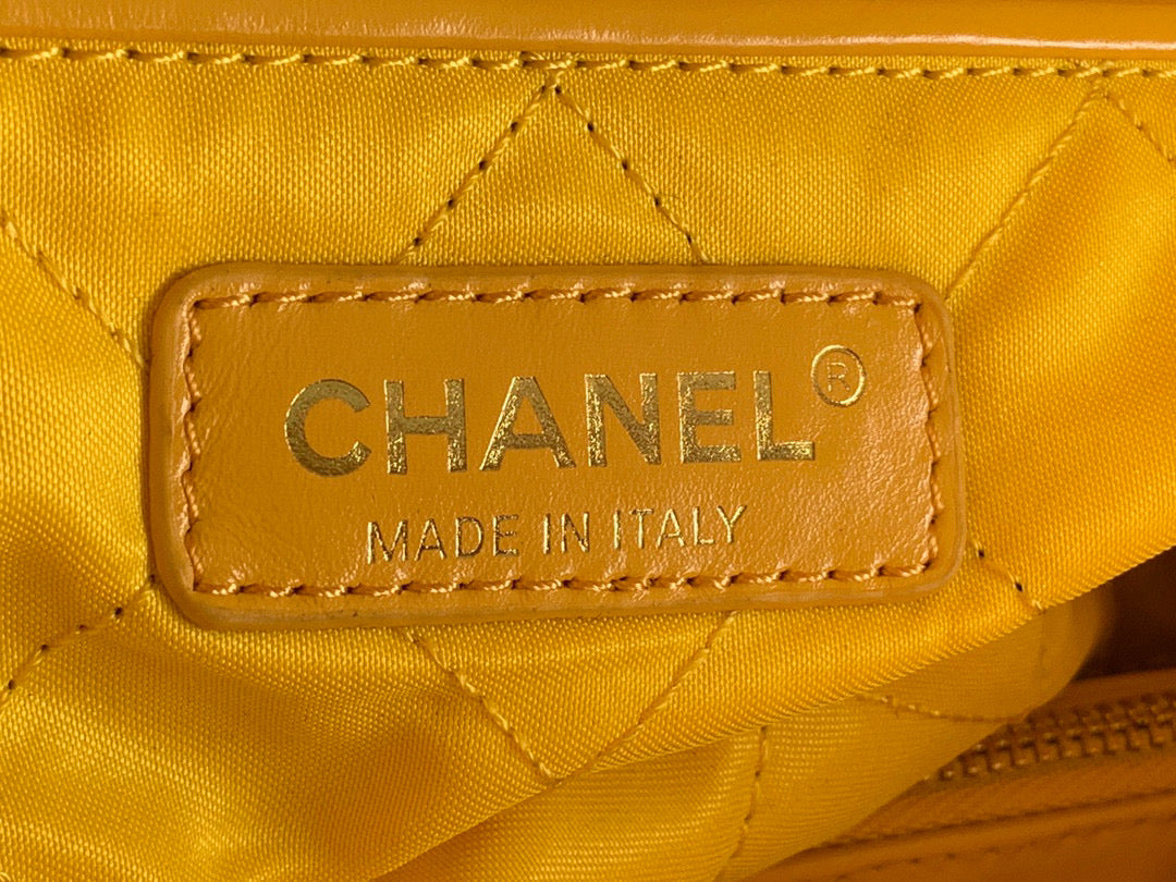 Chanel 22 Large Handbag Shiny Calfskin Gold-Tone Metal AS3262 Yellow - Default Title - View 8