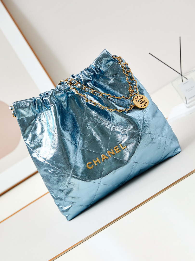 Chanel 22 HandBag Fantasy color Calfskin & Gold-Tone Metal AS3261 Blue - Default Title - View 1