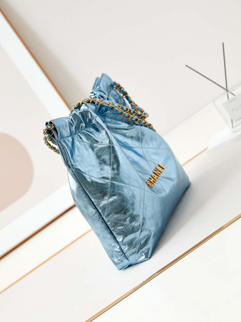 Chanel 22 HandBag Fantasy color Calfskin & Gold-Tone Metal AS3261 Blue - Default Title - View 3