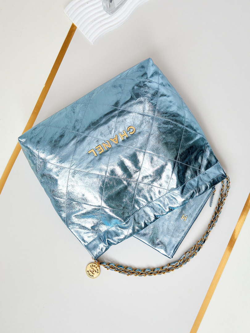 Chanel 22 HandBag Fantasy color Calfskin & Gold-Tone Metal AS3261 Blue - Default Title - View 7