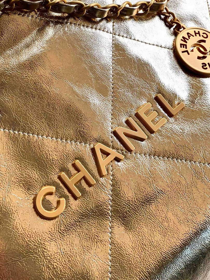 Chanel 22 Handbag Fantasy color Calfskin & Gold-Tone Metal AS3261 Gold