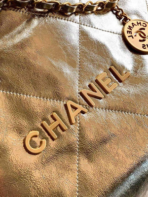 Chanel 22 Handbag Fantasy color Calfskin & Gold-Tone Metal AS3261 Gold - Default Title - View 6
