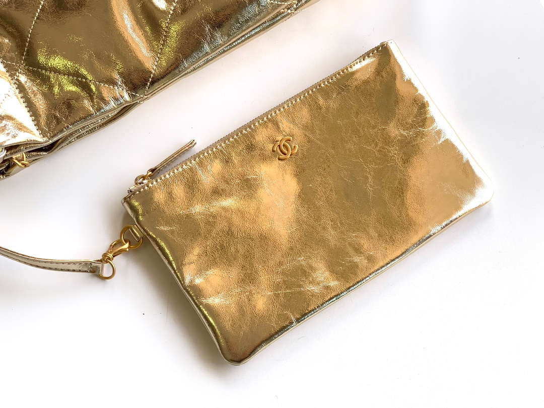 Chanel 22 Handbag Fantasy color Calfskin & Gold-Tone Metal AS3261 Gold