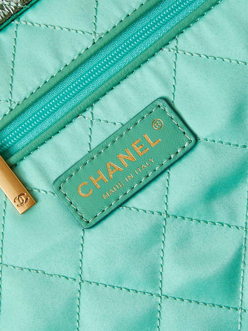 Chanel 22 HandBag Fantasy color Calfskin & Gold-Tone Metal AS3261 Green - Default Title - View 8