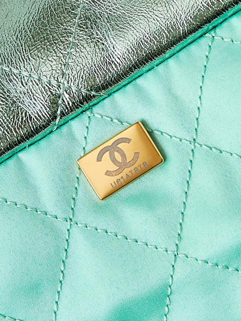 Chanel 22 HandBag Fantasy color Calfskin & Gold-Tone Metal AS3261 Green - Default Title - View 9