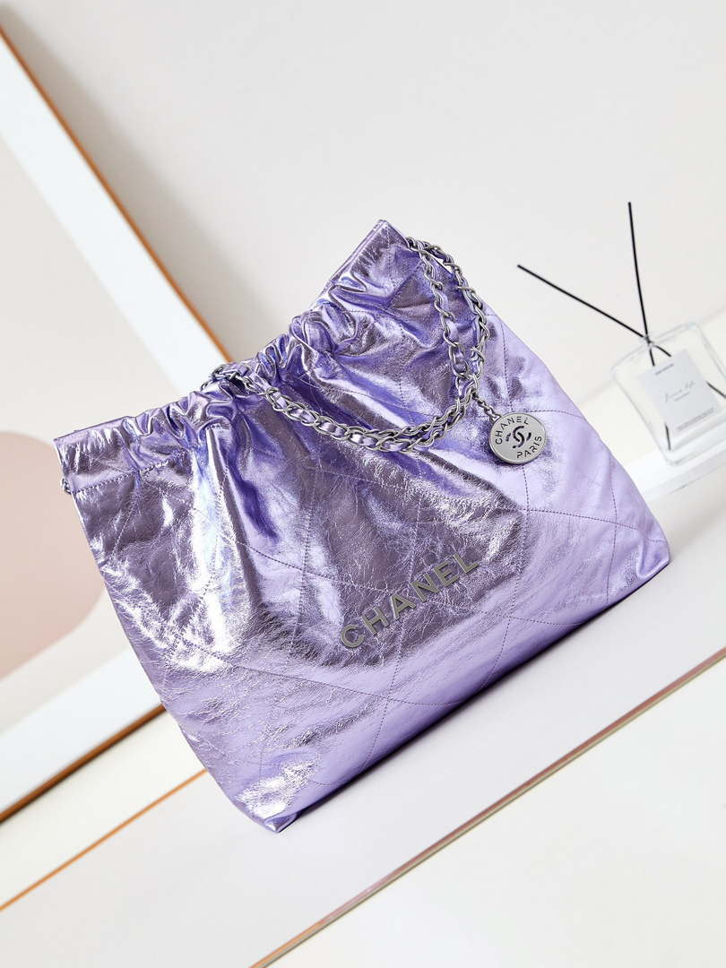 Chanel 22 HandBag Fantasy color Calfskin & Gold-Tone Metal AS3261 Purple - Default Title - View 1