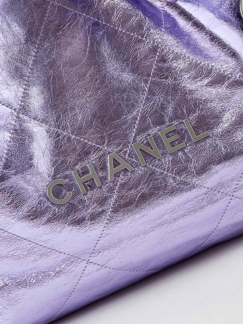 Chanel 22 HandBag Fantasy color Calfskin & Gold-Tone Metal AS3261 Purple - Default Title - View 2