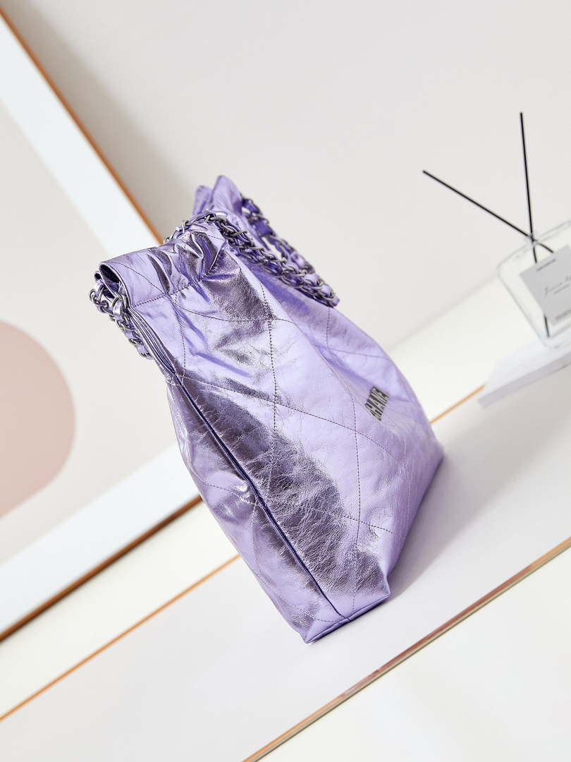 Chanel 22 HandBag Fantasy color Calfskin & Gold-Tone Metal AS3261 Purple - Default Title - View 3