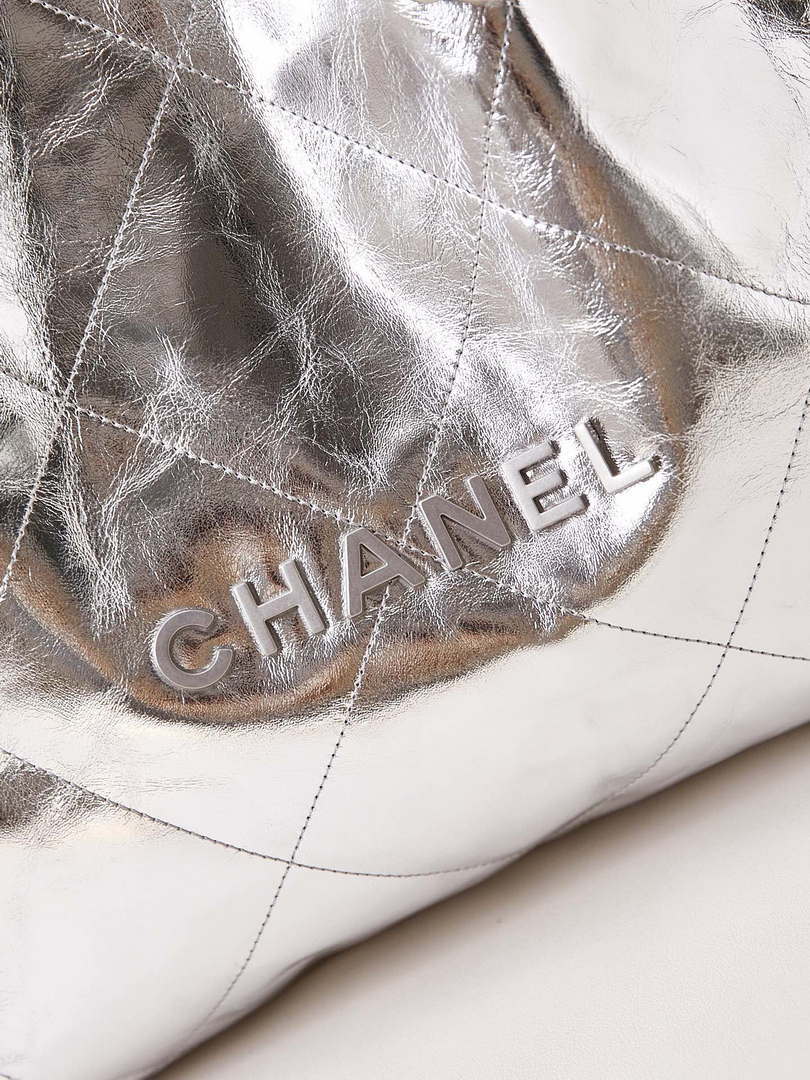 Chanel 22 Handbag Fantasy color Calfskin & Silver-Tone Metal AS3261 Silver