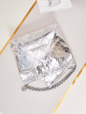 Chanel 22 Handbag Fantasy color Calfskin & Silver-Tone Metal AS3261 Silver - Default Title - View 7