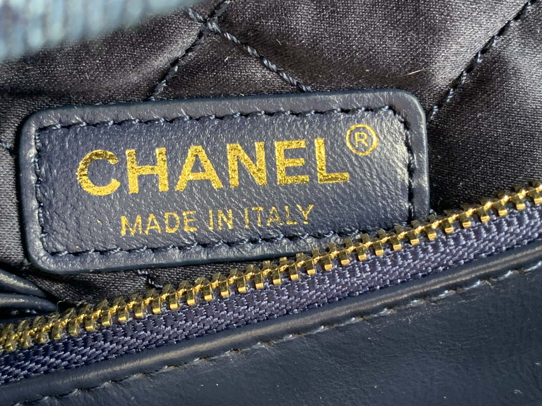 Chanel 22 Handbag Gold-Tone Metal Canvas AS3260 Blue denim - Default Title - View 8