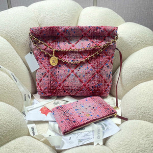 Chanel 22 Handbag Gold-Tone Metal Canvas AS3260 Pink - Default Title - View 2