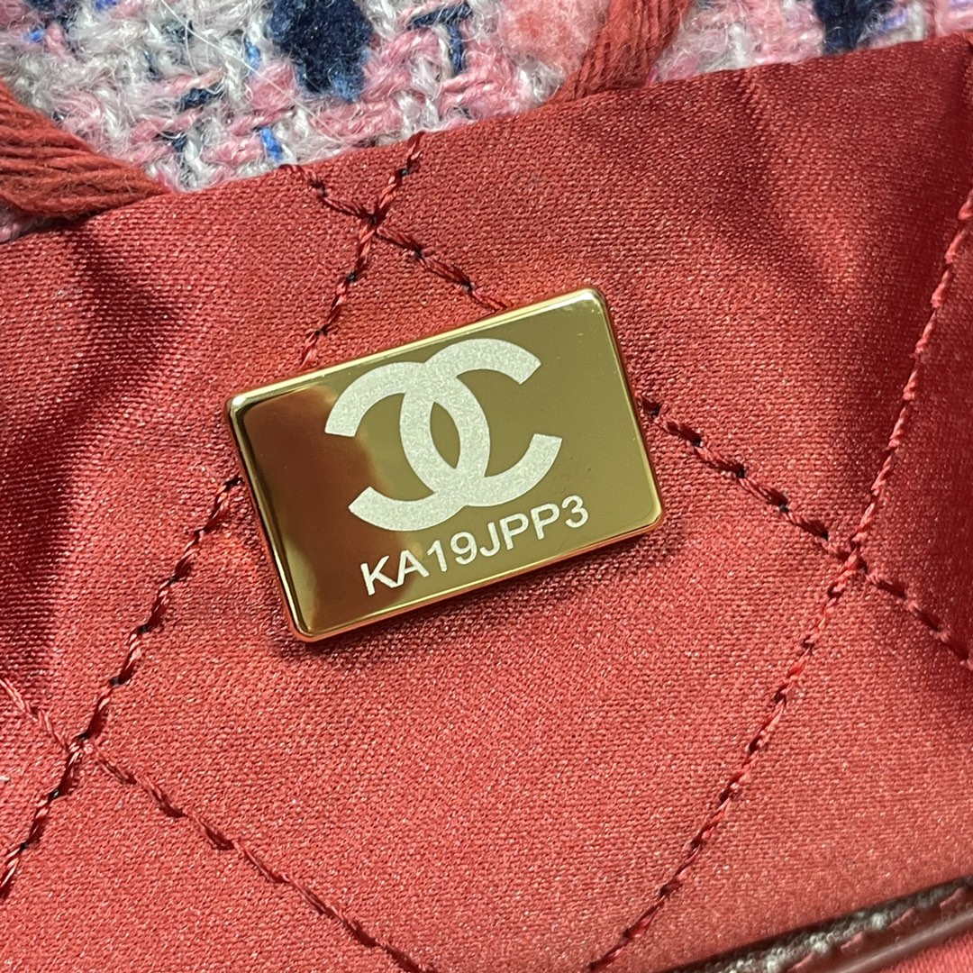 Chanel 22 Handbag Gold-Tone Metal Canvas AS3260 Pink - Default Title - View 8