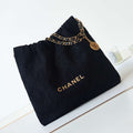 Chanel 22 Handbag Shiny AS3261 Black Velvet Gold - Default Title - View 1