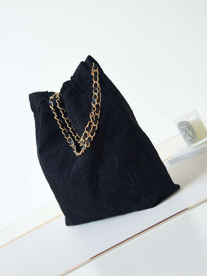 Chanel 22 Handbag Shiny AS3261 Black Velvet Gold - Default Title - View 4