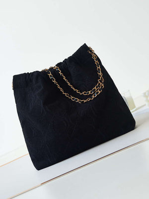 Chanel 22 Handbag Shiny AS3261 Black Velvet Gold - Default Title - View 5