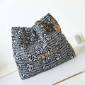 Chanel 22 Handbag Shiny AS3261 White & Black Velvet Gold - Default Title - View 1