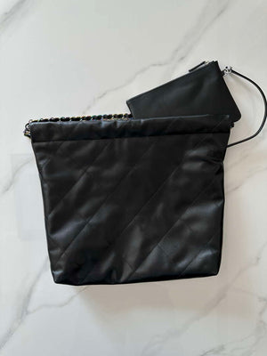 Chanel 22 Handbag Shiny Black Calfskin AS3261 with Symphony Hardware - Default Title - View 2