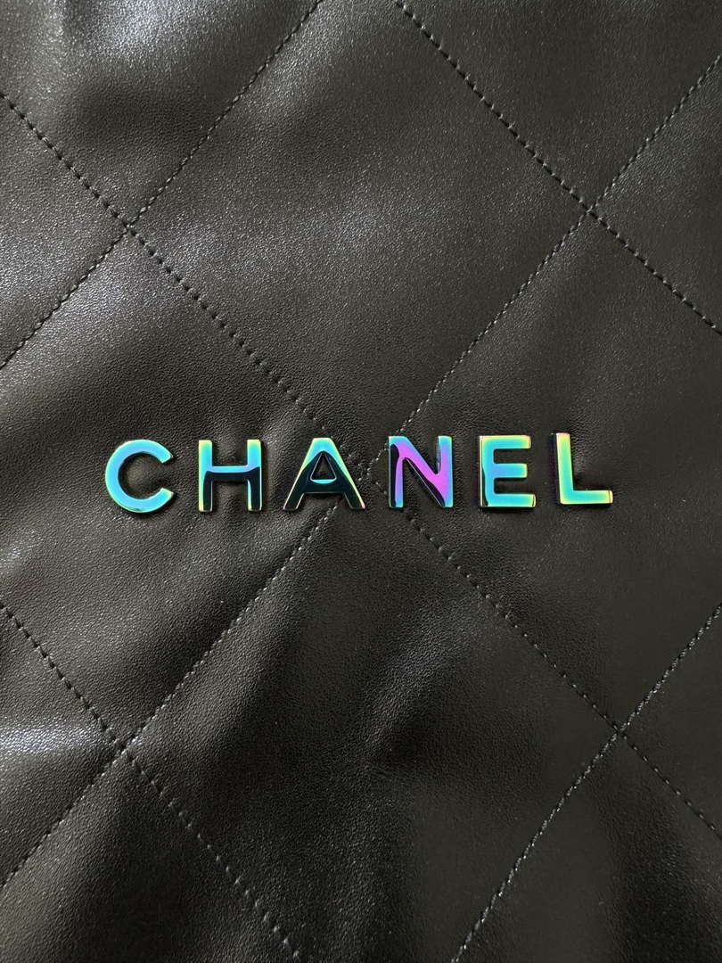 Chanel 22 Handbag Shiny Black Calfskin AS3261 with Symphony Hardware - Default Title - View 3