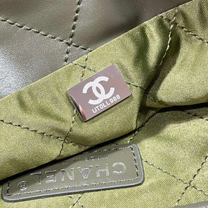 Chanel 22 Handbag Shiny Calfskin AS3261 Dark Green - Default Title - View 8