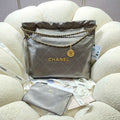 Chanel 22 Handbag Shiny Calfskin AS3261 Gray Silver - Default Title - View 1