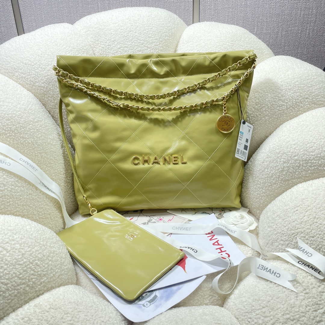 Chanel 22 Handbag Shiny Calfskin AS3261 Light Green - Default Title - View 1