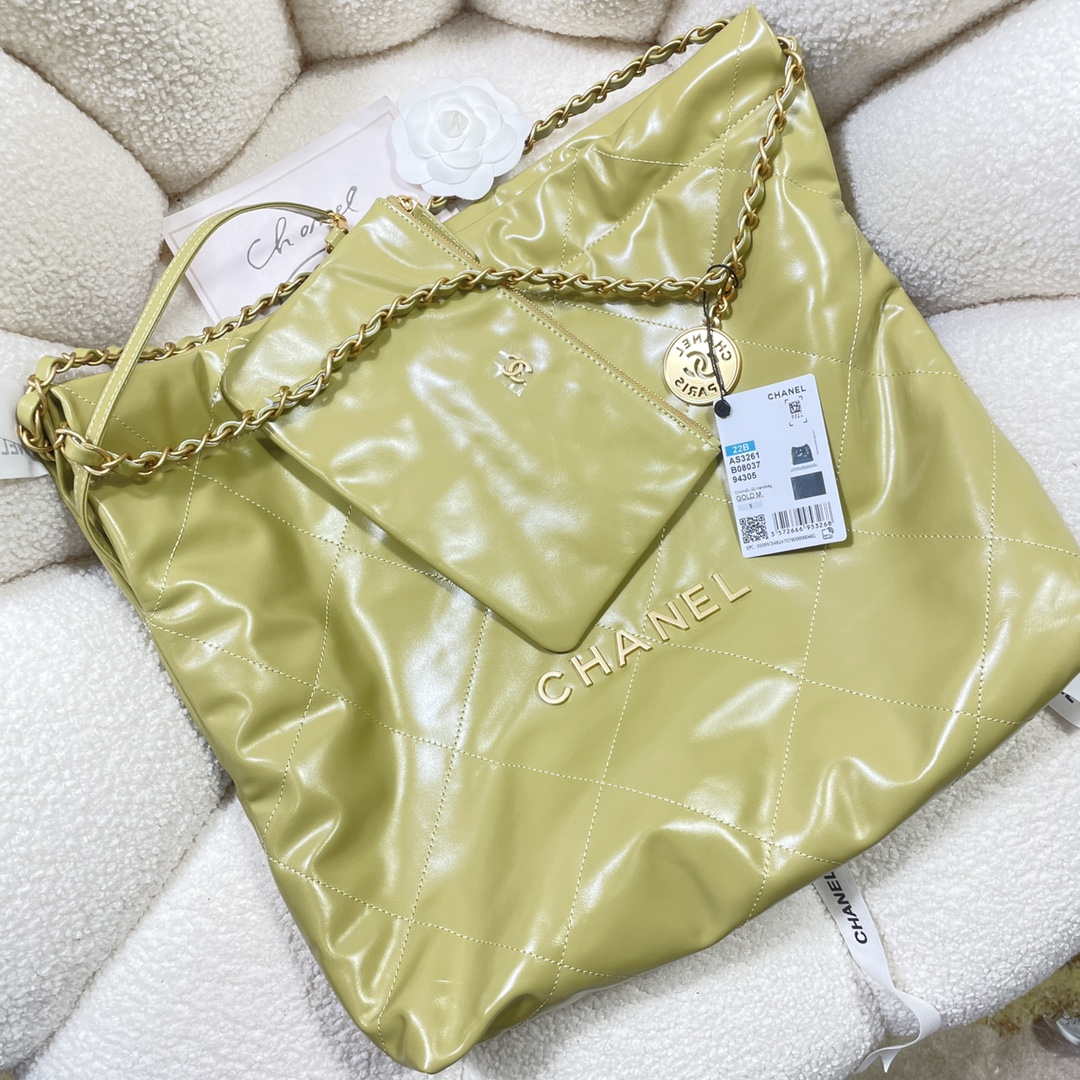Chanel 22 Handbag Shiny Calfskin AS3261 Light Green - Default Title - View 4