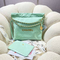 Chanel 22 Handbag Shiny Calfskin AS3261 Mint Green