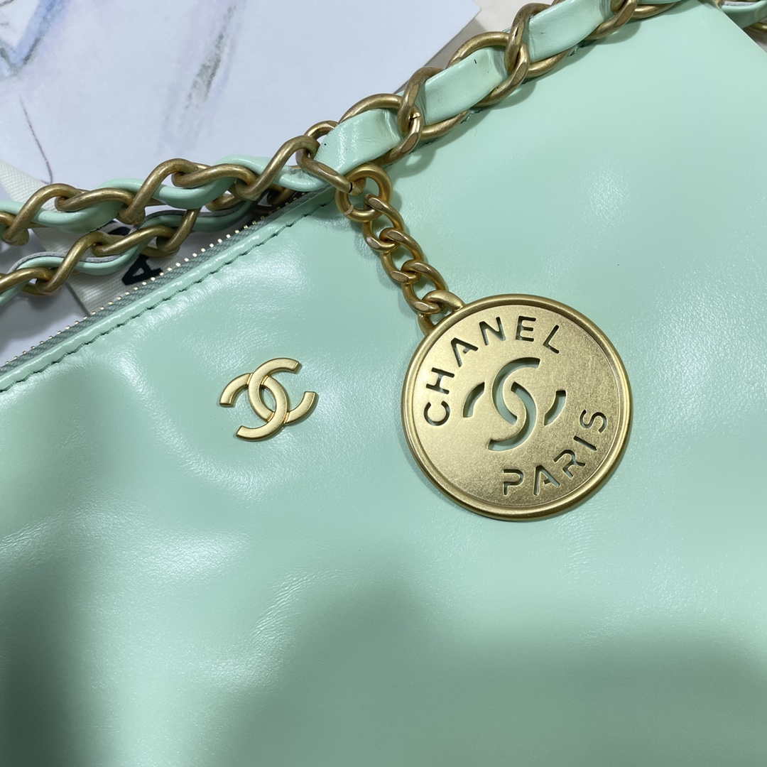 Chanel 22 Handbag Shiny Calfskin AS3261 Mint Green