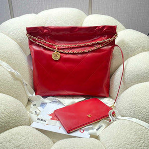 Chanel 22 Handbag Shiny Calfskin AS3261 Red - Default Title - View 2