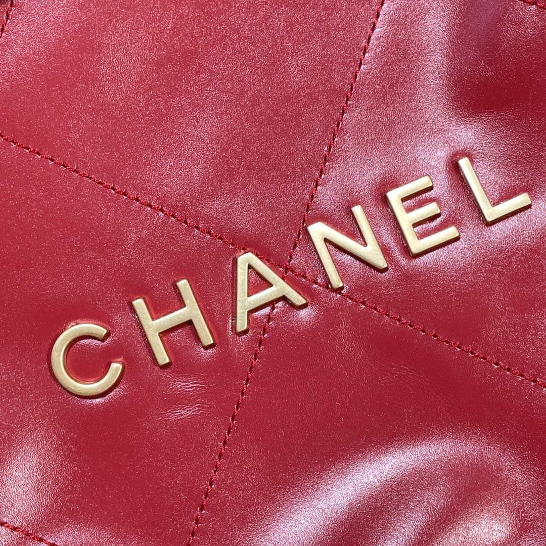 Chanel 22 Handbag Shiny Calfskin AS3261 Red - Default Title - View 5